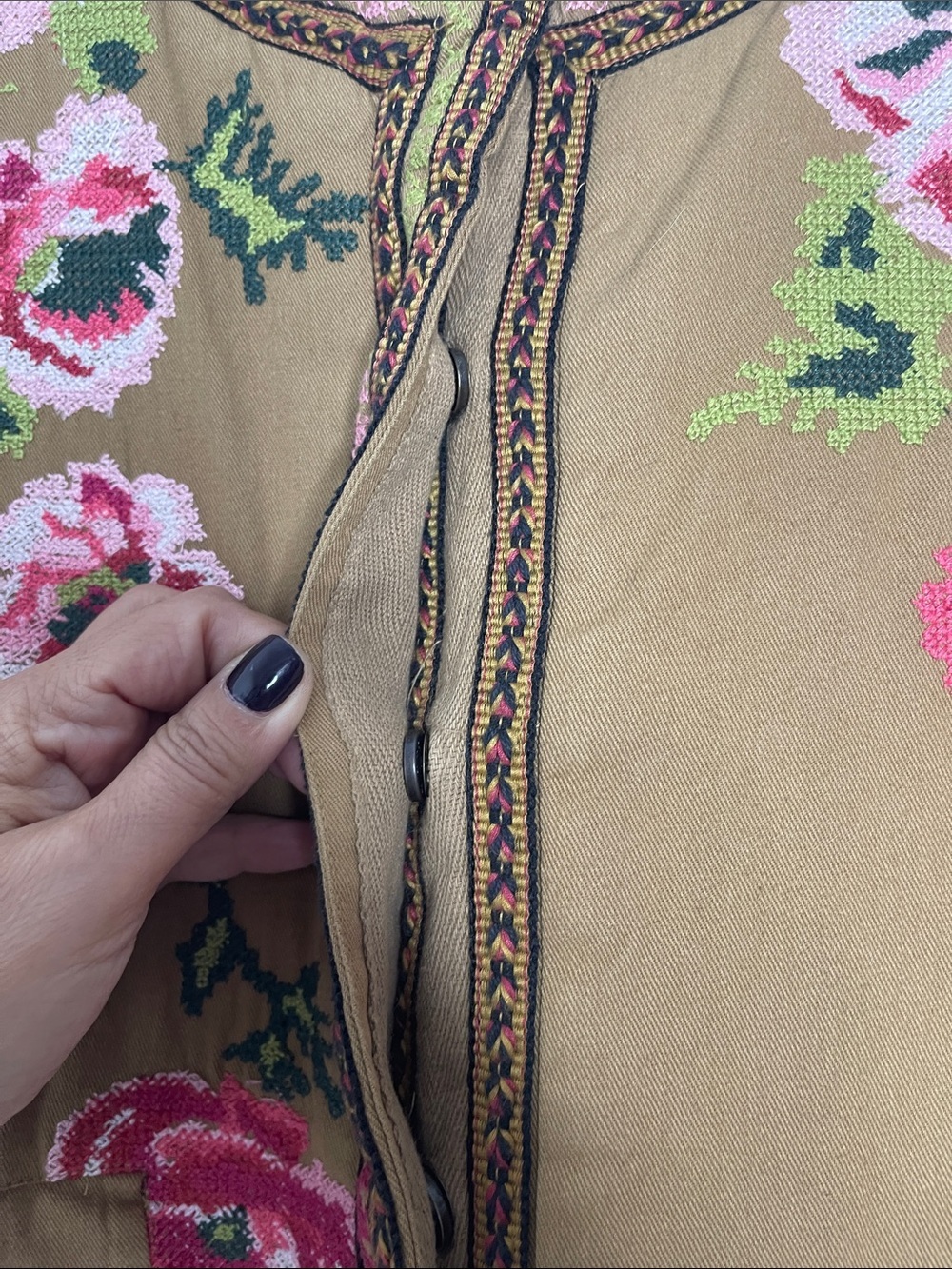 Anthropologie Needlepoint Bomber Jacket with Pink Flowers Size Small - Picture 2 of 7